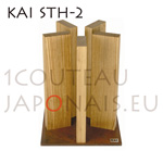 Bloc support magn�tique Stonehenge KAI STH-1 avec socle en cuivre et 5 colonnes magn�tiques en bois de ch&ecirc;ne pour ranger 10 couteaux (fourni sans couteau) 