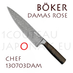 Couteau CHEF Boker style japonais numéroté et forgé en acier inoxydable Damas type Rose - livré dans un écrin avec un certificat d’authenticité 