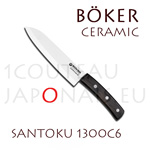 Couteau céramique BOKER Santoku à lame céramique blanche 15,6cm manche ébène (ref. 13006C) 