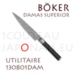 Couteau utilitaire Boker style japonais forgé en acier inoxydable Damas type SUPERIOR - livré dans un luxueux coffret bois avec un certificat d’authenticité  (couteau numéroté -édition limitée à 99 exemplaires et numérotés de 01 à 99-) 