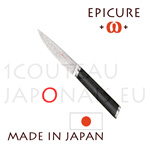 Office - Couteau japonais s�rie Epicure mod�le Omega  couteau d&rsquo;office - manche micarta noir 10cm  lame sym�trique 9cm damas 32 couches avec coeur acier VG10 