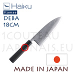 DEBA Haiku Itamae japanese knife - carbon Suminagashi 18cm blade 61 Rockwell - ebony handle with water buffalo bolster 