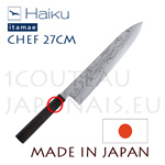 Couteau japonais GYUTO Haiku Itamae - lame carbone 27cm Suminagashi 61 Rockwell - manche �b�ne avec mitre en corne de buffle 