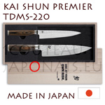 Chef Set TDMS220 of KAI japanese knives - SHUN PREMIER series - TDM-1701 UNIVERSAL knife and CHEF TDM-1706 - hammered Damascus steel blades 
