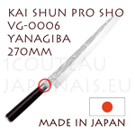 Couteau professionnel japonais KAI série SHUN PRO SHO - couteau YANAGIBA VG-0006  lame asymétrique 