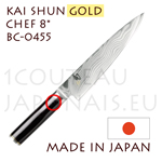 Couteau japonais KAI série SHUN - couteau de cuisine Chef GOLD BC-0455  lame acier DAMAS 