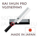 Couteau professionnel japonais KAI s�rie SHUN PRO - couteau NAKIRI VG-0165NWS  lame asym�trique - livr� avec son �tui de protection en bois  lame 16,5cm - manche 12.2cm