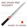 Couteau professionnel japonais KAI s�rie SHUN PRO - couteau � trancher YANAGIBA VG-240Y pour sushi et sashimi  lame asym�trique - lame 24cm - manche 12.2cm