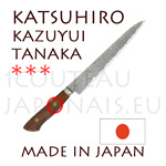 Couteau japonais SASHIMI forg� main par Kazuyui Tanaka (KATSUHIRO)  Acier Damas core SG2 