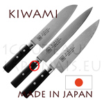 Set 3 couteaux japonais KIWAMI Damas inox 33 couches - manche Pakka  SANTOKU 18cm + GYUTO 20,2cm + HAMKIRI 24,5cm 