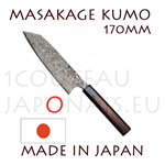 Masakage Kumo: 170 mm BUNKA japanese knife - VG10 stainless steel 61-62 Rockwell - octogonal rosewood handle and black pakka wood bolster 