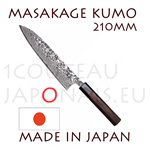 Masakage Kumo: Couteau japonais CHEF 210 mm - acier inox VG10 61-62 Rockwell - manche octogonal en bois de rose et mitre pakka noir 