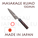 Masakage Kumo: Couteau japonais PETTY 130 mm - acier inox VG10 61-62 Rockwell - manche octogonal en bois de rose et mitre pakka noir 