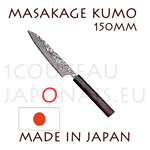 Masakage Kumo: Couteau japonais PETTY 150 mm - acier inox VG10 61-62 Rockwell - manche octogonal en bois de rose et mitre pakka noir 