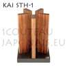 Magnetic block support KAI STH-1 with black slate stone base and 5 magnetic red wooden columns to place 10 knives (furnished without knife) 