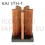 Bloc support magnétique Stonehenge KAI STH-1 avec socle en pierre d’ardoise noire et 5 colonnes magnétiques en bois rouge pour ranger 10 couteaux (fourni sans couteau) 