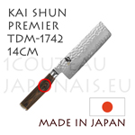 KAI NAKIRI japanese knife - TDM1742 SHUN PREMIER series - Damascus hammered steel blade 