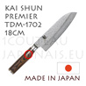 Couteau japonais KAI sÃ©rie SHUN PREMIER TDM1702 - couteau SANTOKU - lame en acier DAMAS martelÃ© 