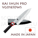 Couteau professionnel japonais KAI sÃ©rie SHUN PRO - couteau DEBA VG-0165DWS  lame asymÃ©trique - livrÃ© avec son Ã©tui de protection en bois  lame 16,5cm - manche 12.2cm