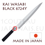 Couteau traditionnel japonais KAI sÃ©rie WASABI Black - couteau YANAGIBA 6724Y 