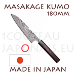 Masakage Kumo: Couteau japonais CHEF 180 mm - acier inox VG10 61-62 Rockwell - manche octogonal en bois de rose et mitre pakka noir 