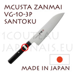 Couteau japonais MCUSTA Zanmai sÃ©rie 3P - SANTOKU lame acier VG10 et manche pakkawood laminÃ© avec bague nickel-argent 