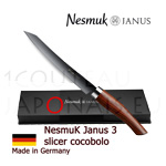 Luxury box Slicer knife NESMUK Janus 3.0 - Cocobolo handle with solid silver collar - stainless blade 