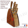Block two woods with 5 SABATIER IDEAL PRESTIGE knives fully forged and 1 sharpening steel - Oak handle - 810510  with 1 sharpening steel +yatagan 20cm +kitchen 20cm +bread 20cm +slicer 15cm +office 10cm 