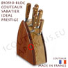 Bloc bi-matires avec 5 couteaux SABATIER IDEAL PRESTIGE entirement forgs et 1 fusil - manches CHÊNE - 810510  avec - 1 fusil +yatagan 20cm +cuisine 20cm +pain 20cm +tranchelard 15cm +office 10cm 