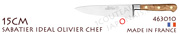 Couteau Chef Cuisine SABATIER IDEAL entirement forg - lame 15cm - manche OLIVIER - 463010 