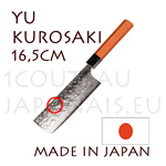 Yu Kurosaki: 165 mm NAKIRI japanese knife MEGUMI series - DAMAS VG10 stainless steel 61 Rockwell - octogonal cherry handle and black pakka wood bolster 